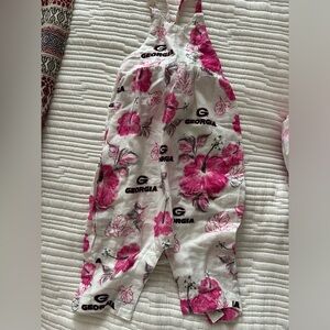 Georgia Bulldog pink floral print romper